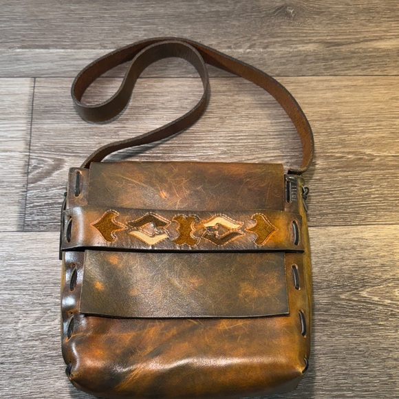 Vintage handmade Leather shoulder Bag - Picture 1 of 10